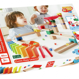 Zweispurige Murmelbahn mit Domino von Hape E1102