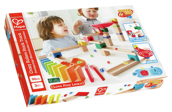 Zweispurige Murmelbahn mit Domino von Hape E1102